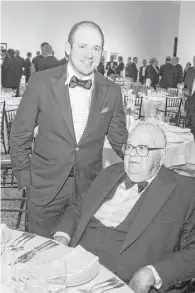  ?? Houston Chronicle file photo ?? Phillip Sarofim, left, and his father, Fayez, at One Great Night, the Museum of Fine Arts,Houston’s annual menonly event, in November.