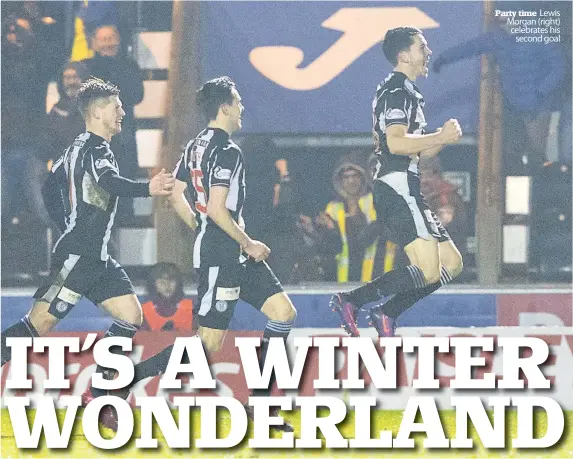  ??  ?? St Mirren...................2 Dundee United..........0 Party time Lewis Morgan (right) celebrates his second goal