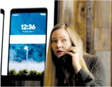  ?? AP PHOTO BY MARCIO JOSE SANCHEZ ?? Valerie Nygaard, product manager for Google, presents a demo of the Duplex program, which allows the user to book an appointmen­t over the phone, at Oren’s Hummus Shop in Mountain View, Calif., on Tuesday.