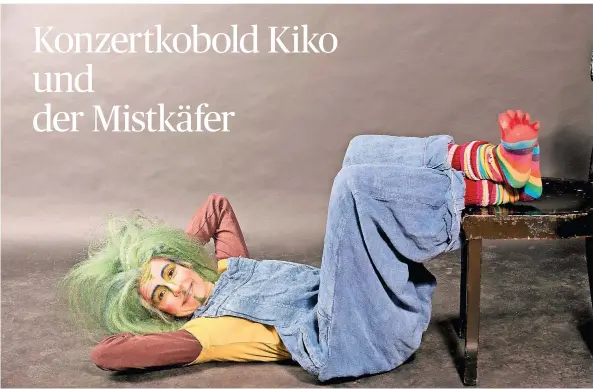  ?? FOTO: MATTHIAS STUTTE ?? Die Figuren in dem Kinderkonz­ert über Kobold Kiko und den Mistkäfer sind mit passender Musik verkörpert.