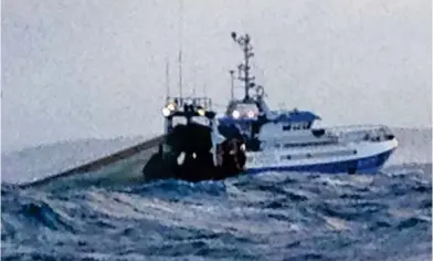  ??  ?? Galling: The Cornish coast can be seen behind Erispoe, fishing six nautical miles offshore