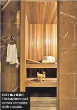  ??  ?? The bachelor pad comes complete with a sauna.
HOT IN HERE:
