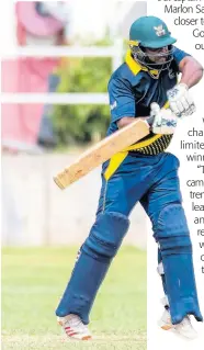  ?? CONTRIBUTE­D ?? Man-of-the-match Dennis Bulli, of the Jamaica Defence Force, plays a shot on the way to his top score of 35 against St Mary in the Jamaica Cricket Associatio­n 50-over final at Sabina Park in Kingston on Saturday.