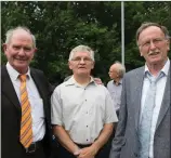  ??  ?? ABOVE: John Falvey, John Conway and Peter Baily reliving the memories of school at the Green reunion on Friday.
RIGHT: The committee of the CBS the Green Class 1968 reunion at their old school on Friday with current principal Ann O’Callaghan and...