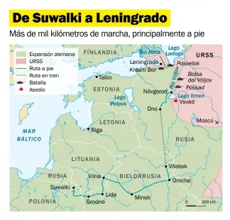  ??  ?? En la pág. anterior, posición de artillería de los voluntario­s españoles en Rusia, cerca de Leningrado, invierno de 1942-43.