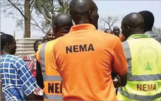  ??  ?? NEMA staff on duty in war-torn North-east