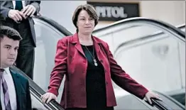  ?? J. SCOTT APPLEWHITE/AP ?? Sen. Amy Klobuchar, D-Minn., said that she regrets Democrats invoking the “nuclear option.”