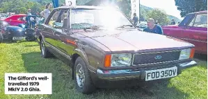  ??  ?? The Gifford’s welltravel­led 1979 MkIV 2.0 Ghia.