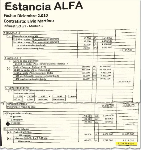  ??  ?? Estancia ALFA: Desmontes, corrales, corralones, infraestru­ctura para agua, caminos internos, el primer ganado. En año y medio Alderete desembolsó más de G. 16.000 millones; casi siempre él mismo pagaba, en dólares y efectivo.