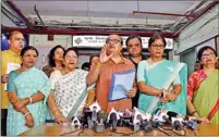  ?? PIC/MPOST ?? The TMC delegation after coming out of the EC office, in Kolkata, on Wednesday