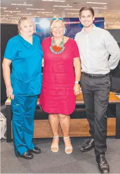  ??  ?? Liz Plummer Cancer Care Centre nurse unit manager Jennifer Faulkner, Glenda Hardiman of Connoisseu­rs Luncheon Group and Will Turton, trade business manager of Harvey Norman Cairns, celebrate the donation.