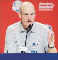  ?? THE ASSOCIATED PRESS ?? U.S. Ryder Cup team captain Jim Furyk says his job is to choose “players who are going to help us be successful.”