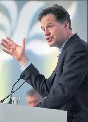  ??  ?? CONCERNS: Nick Clegg said it would not be legitimate for Westminste­r to frustrate the will of Scotland.