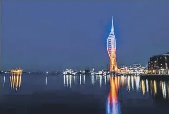  ?? ?? Spinnaker Tower will be lit up blue and orange for the colours of Foster Portsmouth