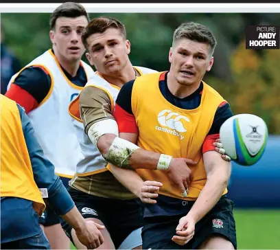  ??  ?? Raring to go: Farrell (right) will be part of a rejigged England midfield against Australia