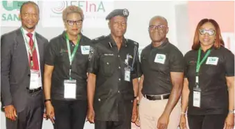  ??                      ?? L-R: Assistant Director, Finance Developmen­t, Central Bank of Nigeria, Dr. Paul Oluikpe; Chief Executive Officer, SANEF, Mrs. Ronke Kuye; Assistant Commission­er of Police, Nelson Osazua; Chief Executive Officer, EFInA, Mr. Esaie Diei; and Head of Distributi­on and Engagement, SANEF, Mrs. Uche Uzoebo, during Financial Services Agents Forum, in Lagos…recently