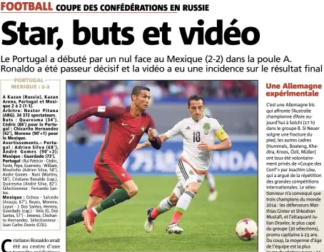  ?? (Photo AFP) ?? Les Lusitanien­s de Ronaldo ont dégainé et les Aztèques de Guardado répliqué, en revenant à chaque fois au score.