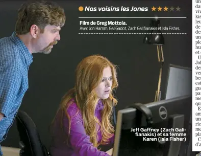  ??  ?? Jeff Gaffney (Zach Galifianak­is) et sa femme Karen (Isla Fisher)