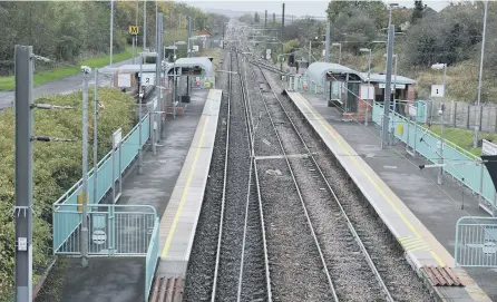  ??  ?? Platforms stand empty at Brockley Whins during yesterday’s service suspension.