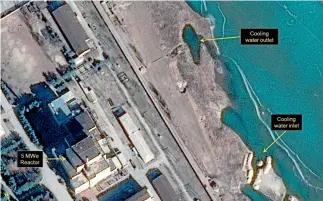  ?? REUTERS ?? A new satellite photo of North Korea’s Yongbyon Nuclear Scientific Research Centre shows a suspicious plume coming from the reactor’s cooling water outlet.