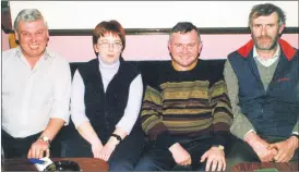  ?? ?? Pool fans John and Enda Fitzgibbon, David Ahern and Seamus Hennessy, at the final of the pool tournament in Mary G’s, Kildorrery.