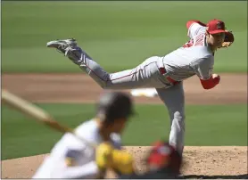  ?? DENIS POROY — THE ASSOCIATED PRESS ?? Los Angeles Angels starting pitcher Shohei Ohtani (17) delivers during the second inning against the Padres on Tuesday night.