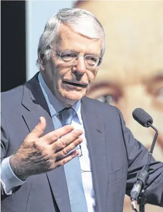  ?? PHOTO: COLIN O’RIORDAN ?? Warning: John Major at The Inaugural Albert Reynolds Memorial Lecture in Co Longford yesterday.