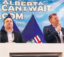  ?? FILES ?? Progressiv­e Conservati­ve Leader Jason Kenney and Wildrose Leader Brian Jean were pitching unificatio­n in Grande Prairie last month.