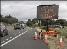  ?? MENGSHIN LIN — THE ASSOCIATED PRESS ?? A sign says to “Use only bottled water or from water tanker” on Wednesday, Sept. 27, 2023, in Kula, Hawaii.