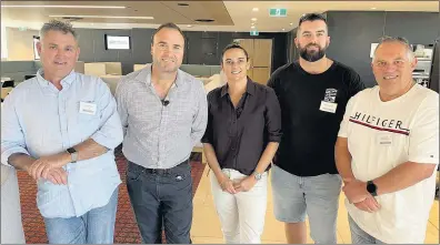  ?? ?? INSPIRING: From left, Clinton Garwood, Paul Hasleby, Michelle Cowan, Shannon Morrow and Gavin Morrow following a business summit in Perth on Friday.