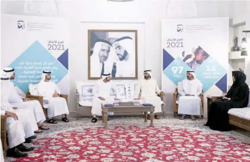  ?? ?? ↑
Sheikh Mohammed chairs the meeting of the MBRGI’S Board of Trustees at Shindagha Majlis in Dubai.