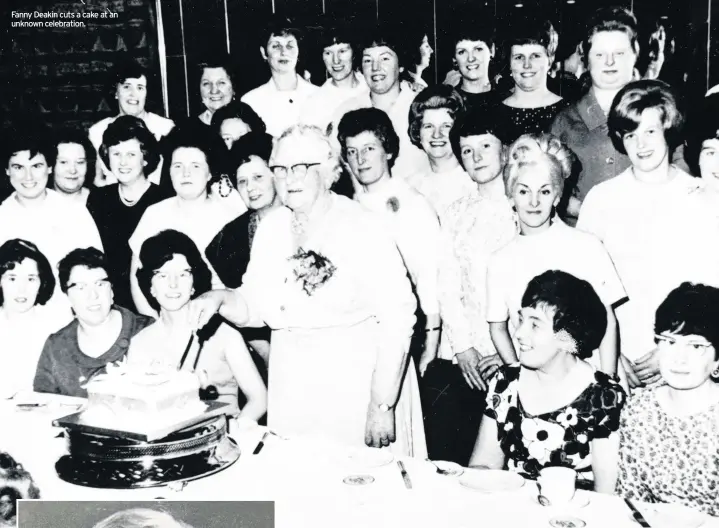  ??  ?? Fanny Deakin cuts a cake at an unknown celebratio­n.