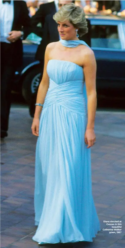  ??  ?? Diana dazzled at Cannes in this beautiful Catherine Walker gown, 1987