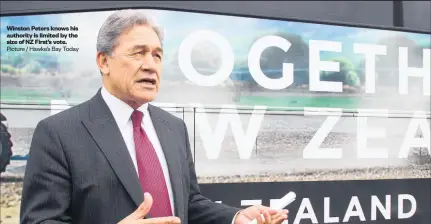  ??  ?? Winston Peters knows his authority is limited by the size of NZ First’s vote.