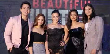  ??  ?? BEAUTIFUL Justice_(l-r) Derrick Monasterio, Bea Binene, Yasmien Kurdi, Gabbi Garcia, and Gil Cuerva (2)