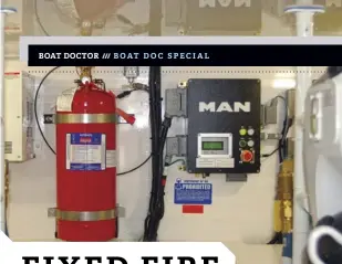  ??  ?? Fixed fire-extinguish­ing systems can be fitted to yachts and in the engine space of a runabout.