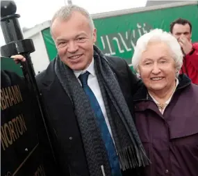  ??  ?? Graham and his mother Rhoda at the official opening of the Graham Norton Riverwalk in his hometown of Bandon, Co Cork