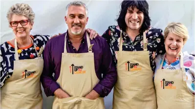  ??  ?? ‘Significan­t donations’: Hosts Prue Leith, Paul Hollywood, Noel Fielding and Sandi Toksvig