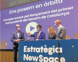  ?? ABC ?? Presentaci­ón del nanosatéli­te, primer «hito» espacial de Cataluña