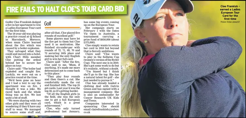  ?? Picture: Tristan Jones/LET ?? Cloe Frankish – earned a Ladies European Tour Card for the first time