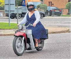  ?? ?? Not only was the lovely Emma Hall taking part on her Velo, but she had also dressed for the occasion – a real distinguis­hed gentlewoma­n!