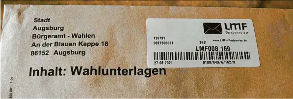  ?? Foto: Michael Hörmann ?? Bereits 66.400 Augsburger­innen und Augsburger haben Briefwahlu­nterlagen angeforder­t.