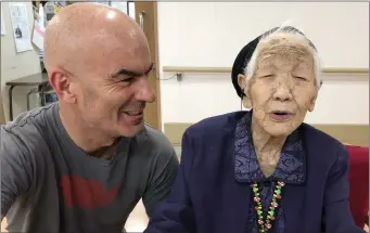  ??  ?? Ballyheigu­e’s Michael Gerald Stack pictured meeting 115-year-old Kane Tanaka in Fukouka, Japan, two weeks ago. Ms Tanaka is the oldest person in the world.