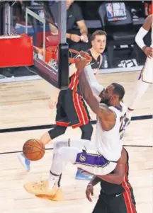  ?? GETTY IMAGES ?? LeBron James, durante el último partido en el que los Lakers consiguier­on el último anillo frente a Miami Heat.
