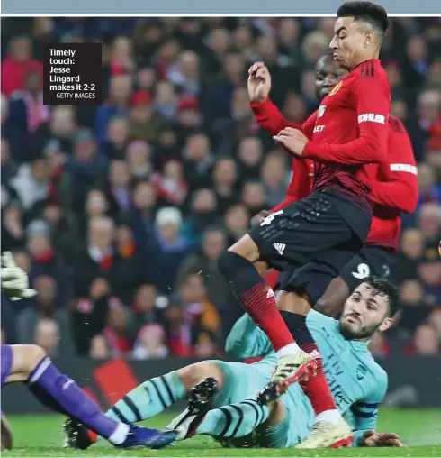  ?? GETTY IMAGES ?? Timely touch: Jesse Lingard makes it 2-2