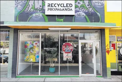  ??  ?? Recycled Propaganda’s downtown space features a storefront and a gallery for large-scale installati­ons.