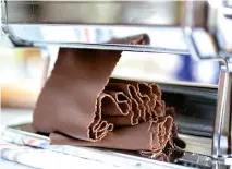  ??  ?? A pasta machine or fluted cutter will give you thin ribbons of pasta flavoured with cocoa