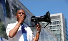  ?? Photograph: Yalonda M James/AP ?? Shamann Walton, San Francisco board of supervisor­s president, delivers remarks during a press conference in March 2022.