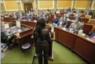  ?? AP PHOTO/RICK BOWMER ?? In this Thursday, Feb. 23, 2017file photo, Rep. Mia Love, R-Utah, speaks to the Utah House of Representa­tives, at the Utah State Capitol in Salt Lake City.