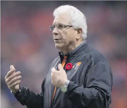  ?? DARRYL DYCK/THE CANADIAN PRESS ?? Nobody has a better perspectiv­e on what the CFL is all about than B.C. Lions head coach, general manager and vice-president of football operations Wally Buono, who spent his first 10 years in the league as a player with the Montreal Alouettes starting...